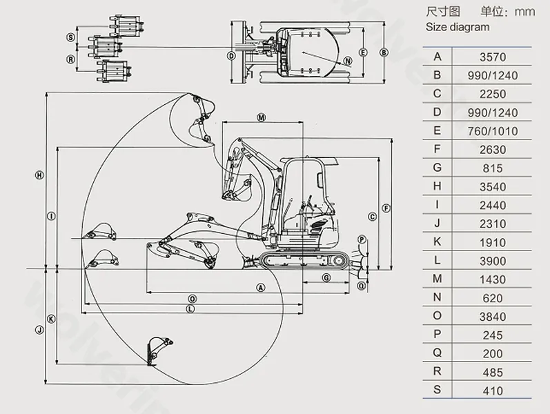 landhero-1.8t-excavator-drawings