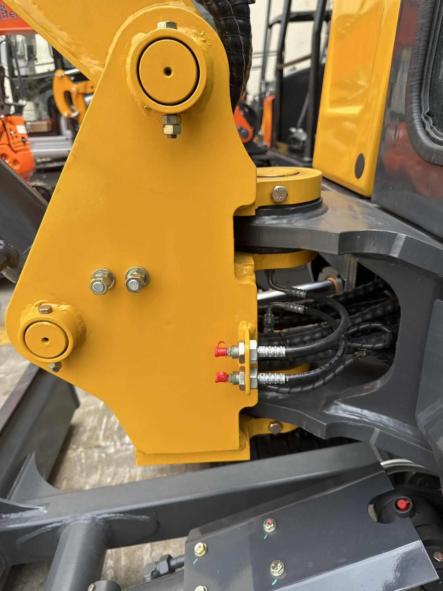 a yellow landhero machine with black parts